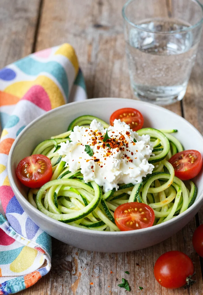 16 Cottage Cheese Dinner Recipes High Protein Comfort - 9. Spicy Cottage Cheese and Zucchini Noodles 1
