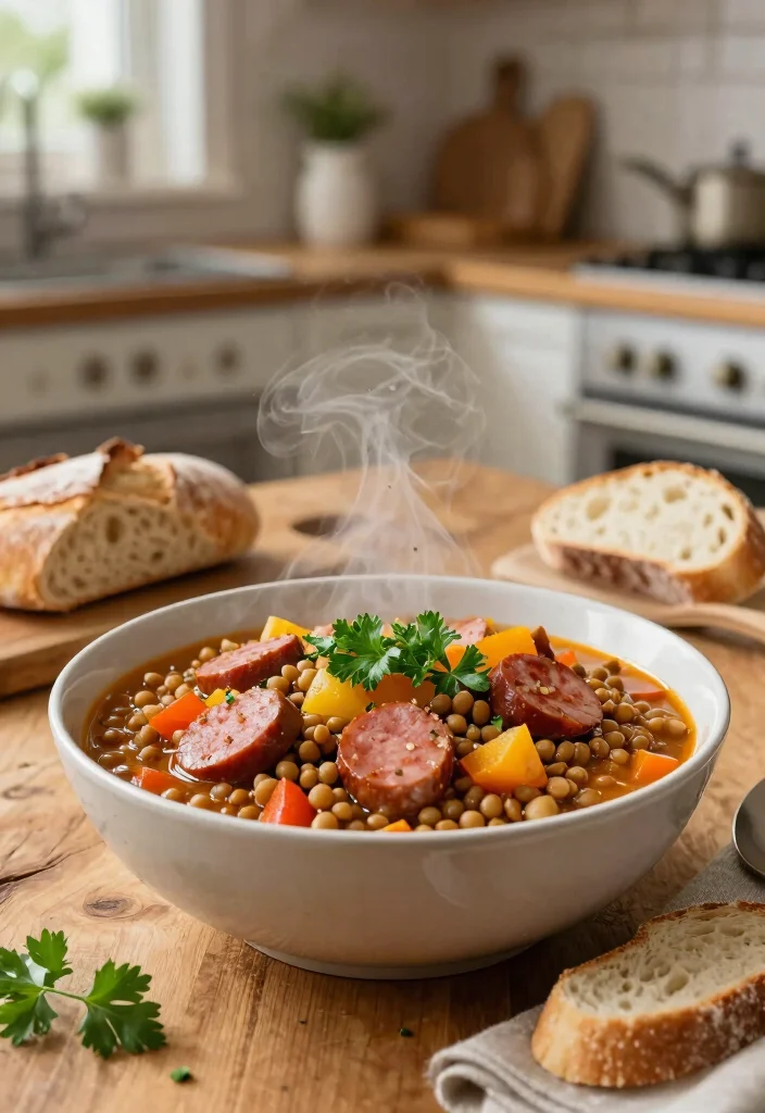16 Dinner Recipes With Sausage: Bold Savory Plates - 2. Spicy Sausage and Lentil Stew 1