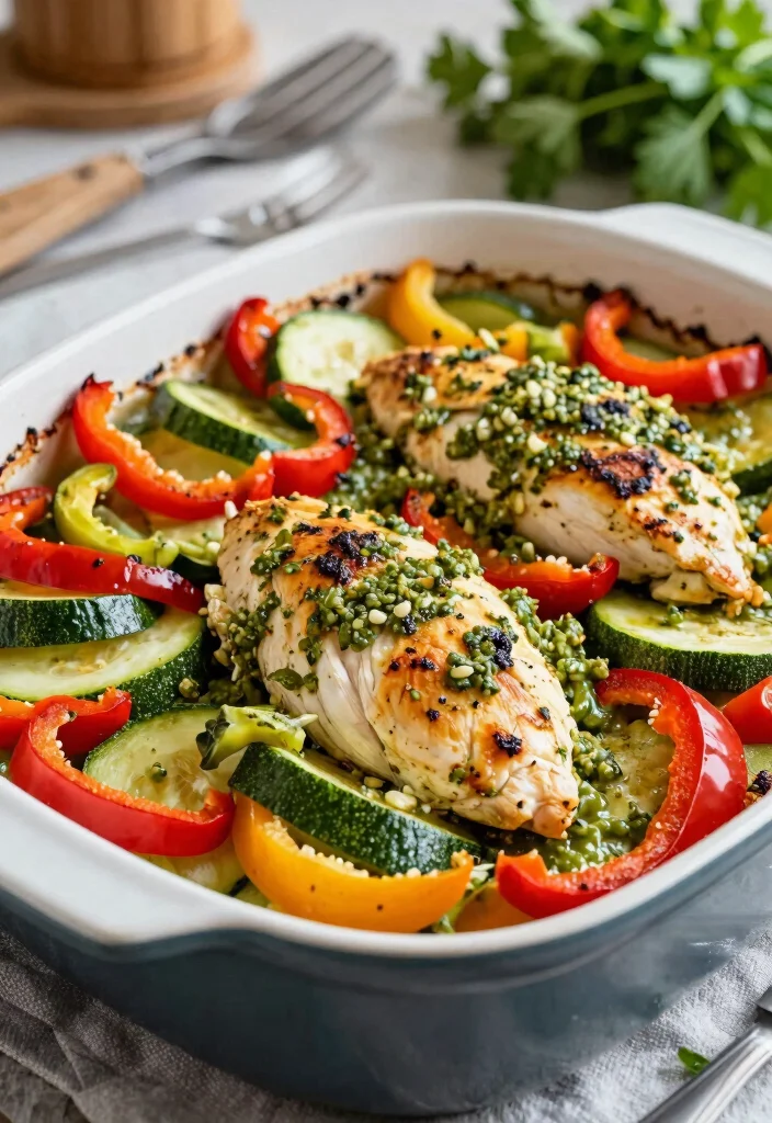 16 Fun Recipes for Dinner: Creative Family Favorites 12 16 Fun Recipes for Dinner: Creative Family Favorites - 11. Pesto Chicken and Veggie Bake 1