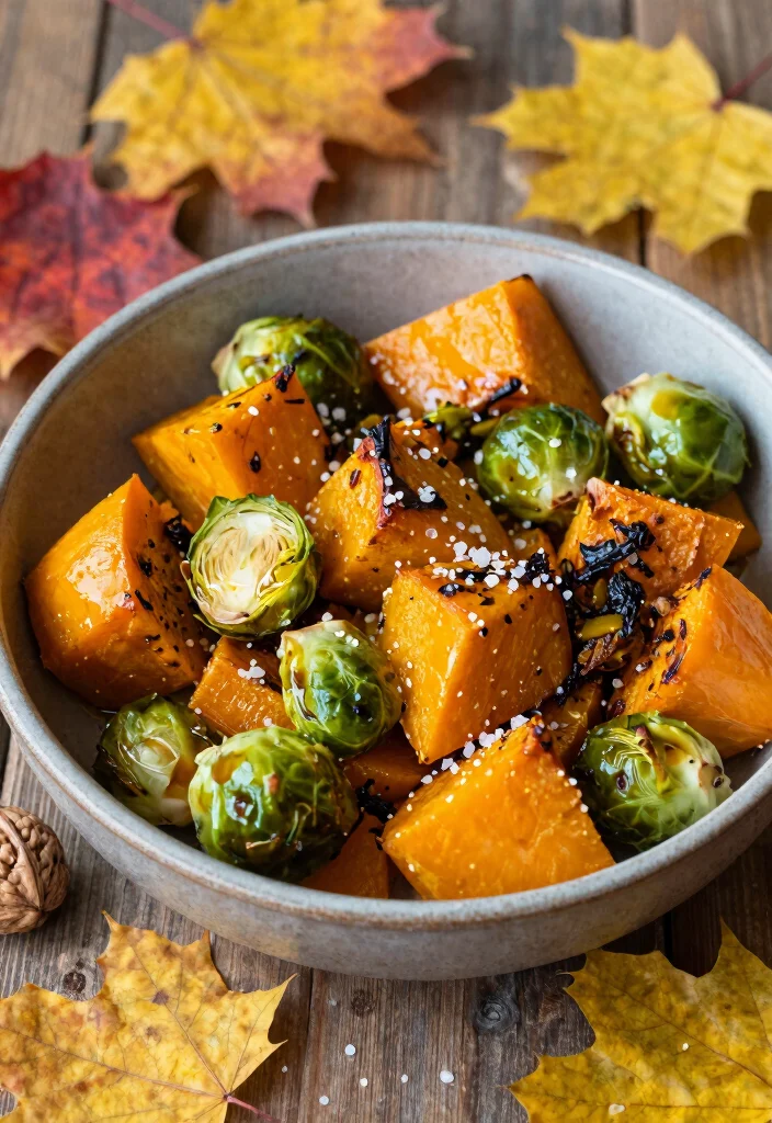 17 Butternut Squash Recipes Roasted Crispy Sweet Sides - 6. Roasted Butternut Squash and Brussels Sprouts 1