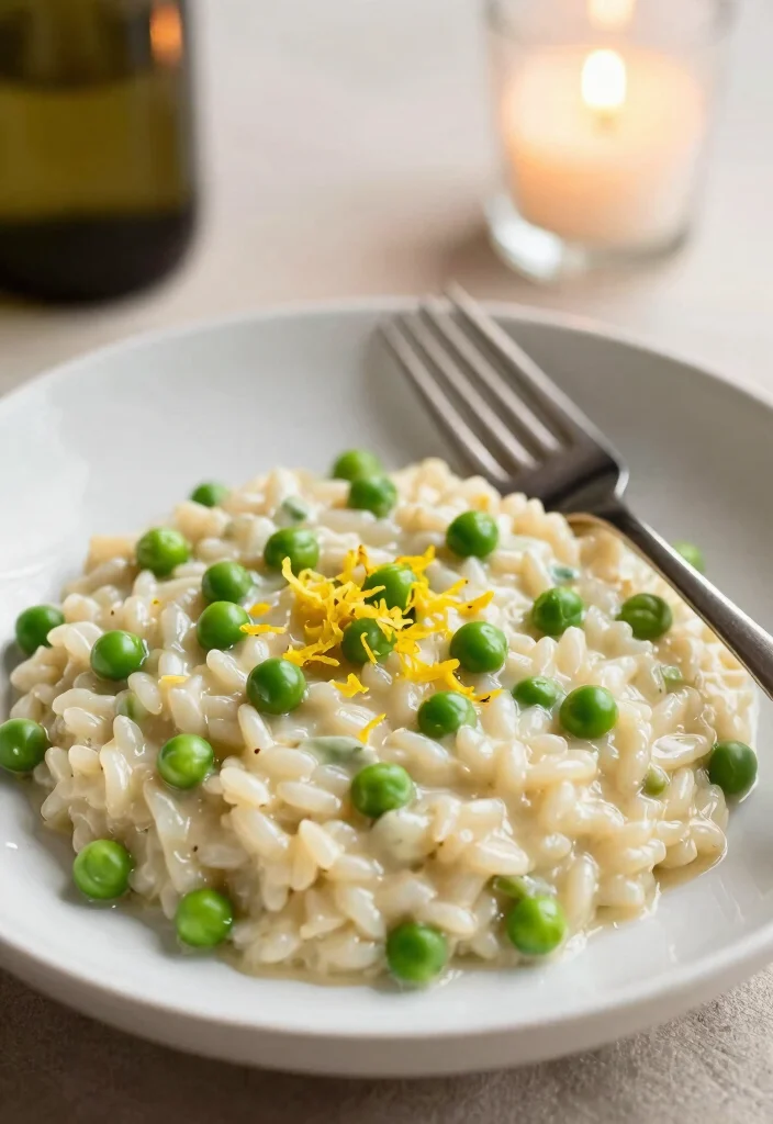 17 Date Night Dinner Recipes: Romantic, Simple, and Elegant - 9. Vegan Risotto with Peas and Lemon 1
