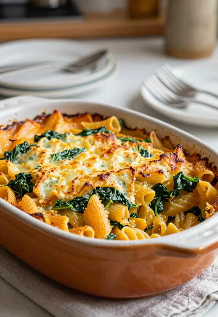 18 Butternut Squash Pasta Recipes: Creamy Comfort Bowls - 7. Butternut Squash Spinach Pasta Bake 1
