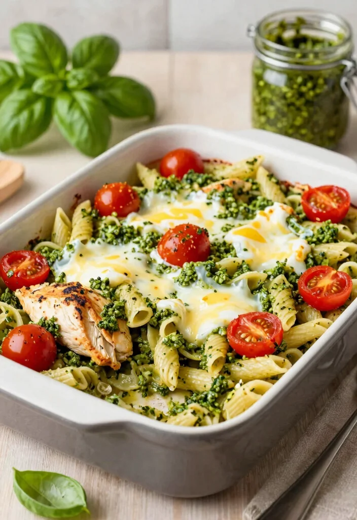 18 Casserole Recipes for Dinner: Comforting Family Meals - 10. One-Pan Pesto Chicken Casserole 1