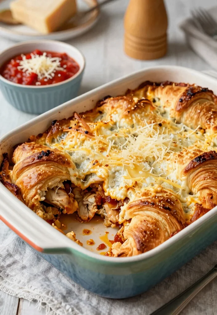 18 Crescent Roll Recipes Dinner Easy Crowd Pleasers - 16. Chicken Parmesan Crescent Roll Casserole 1