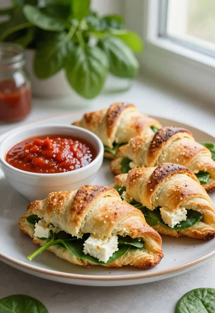 18 Crescent Roll Recipes Dinner Easy Crowd Pleasers - 3. Spinach and Feta Crescent Roll Triangles 1