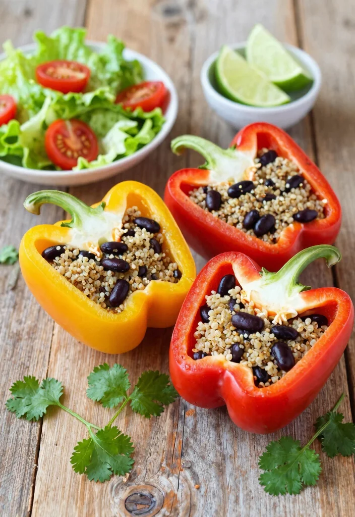 18 Dinner Recipes High Protein Filling Healthy Meals - 1. Quinoa and Black Bean Stuffed Peppers 1