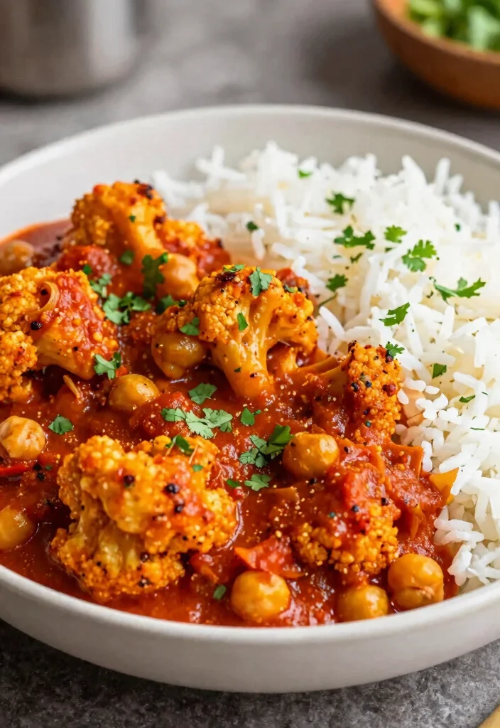 18 Dinner Recipes High Protein Filling Healthy Meals - 10. Cauliflower and Chickpea Tikka Masala 1
