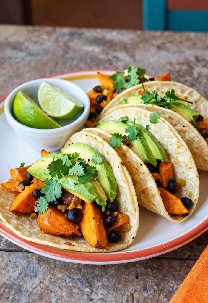18 Dinner Recipes High Protein Filling Healthy Meals - 7. Sweet Potato and Black Bean Tacos 1