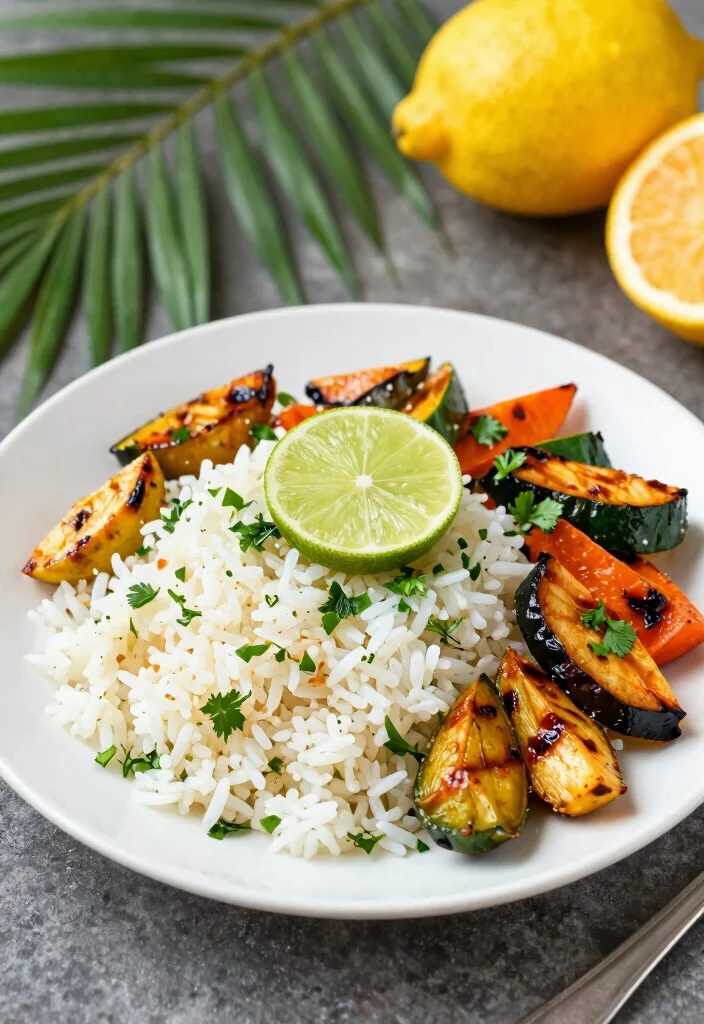 18 Dinner Recipes With Rice: Easy Filling Meals - 12. Coconut Lime Rice with Grilled Veggies 1