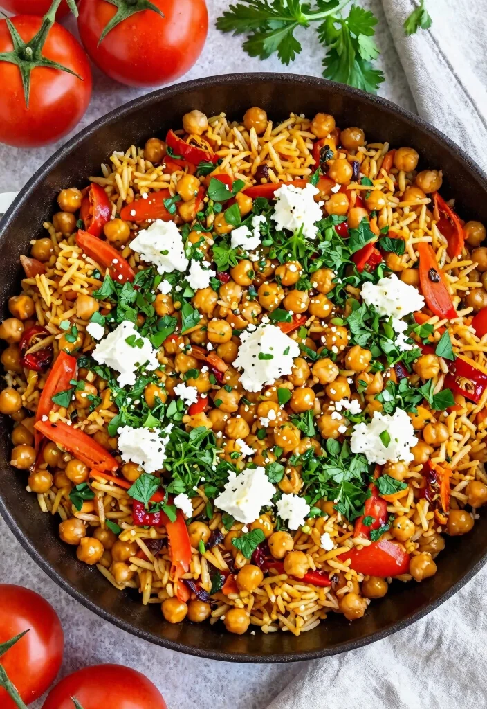 18 Dinner Recipes With Rice: Easy Filling Meals - 6. Mediterranean Chickpea and Rice Skillet 1