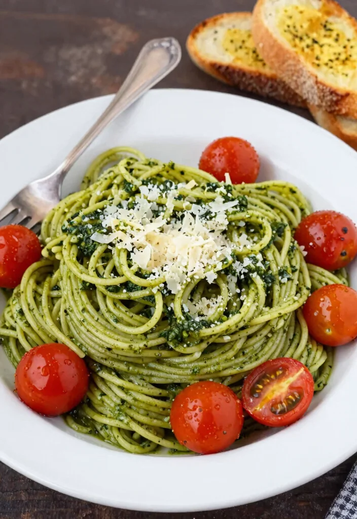 18 Food Recipes for Dinner: Simple Everyday Ideas 17 18 Food Recipes for Dinner: Simple Everyday Ideas - 16. Pesto Pasta with Cherry Tomatoes 1