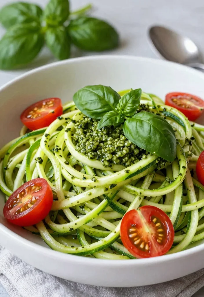 18 Gluten Free Vegetarian Recipes: Healthy Flavorful Plates - 5. Zucchini Noodles with Pesto 1