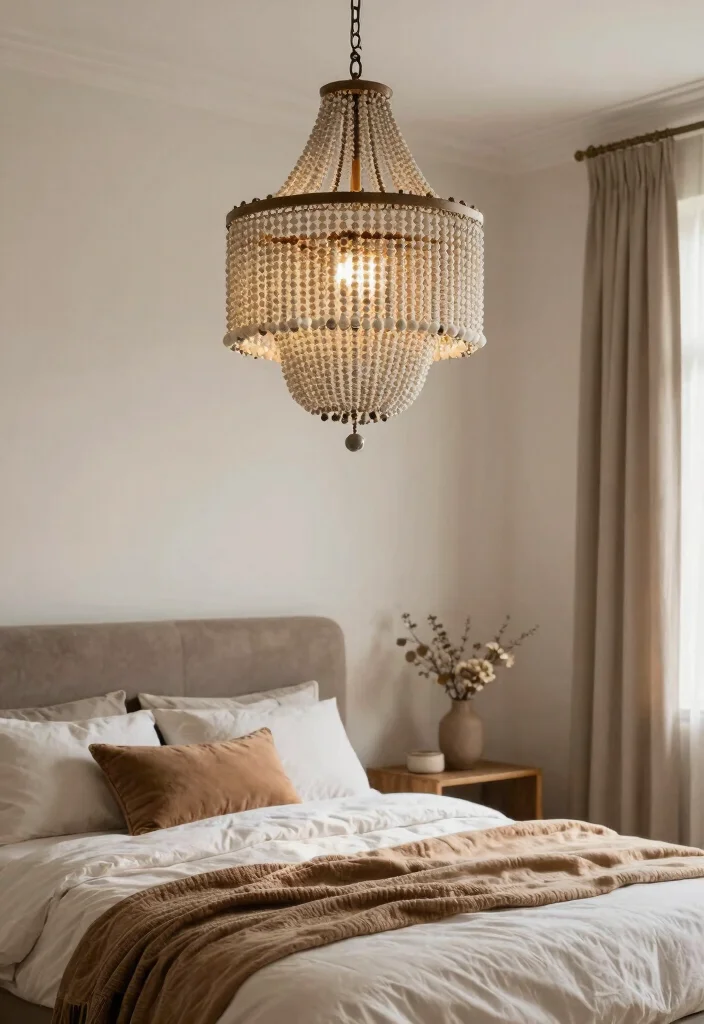 15 Low Profile Chandelier Ideas With Sleek Modern Glow - 10. Artistic Beaded Chandelier 1
