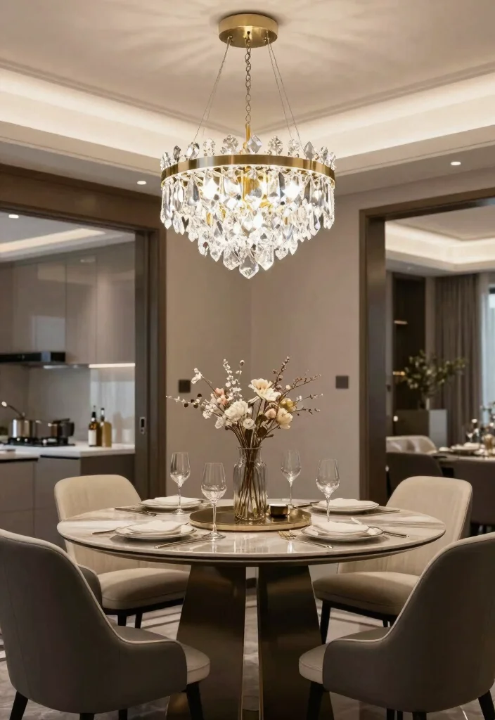 15 Low Profile Chandelier Ideas With Sleek Modern Glow - 12. Modern Crystal Pendant Chandelier 1