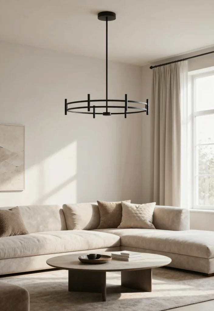 15 Low Profile Chandelier Ideas With Sleek Modern Glow - 2. Minimalist Metal Frame Chandelier 1
