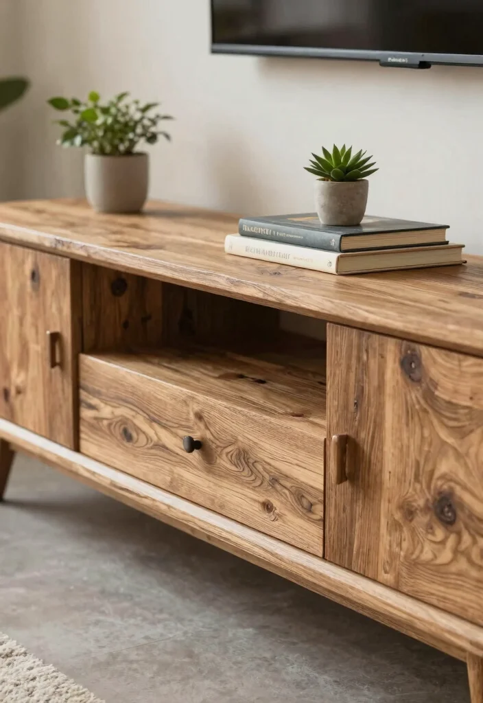 15 Unique TV Stand Ideas That Make a Statement - 1. Reclaimed Wood Stand 1