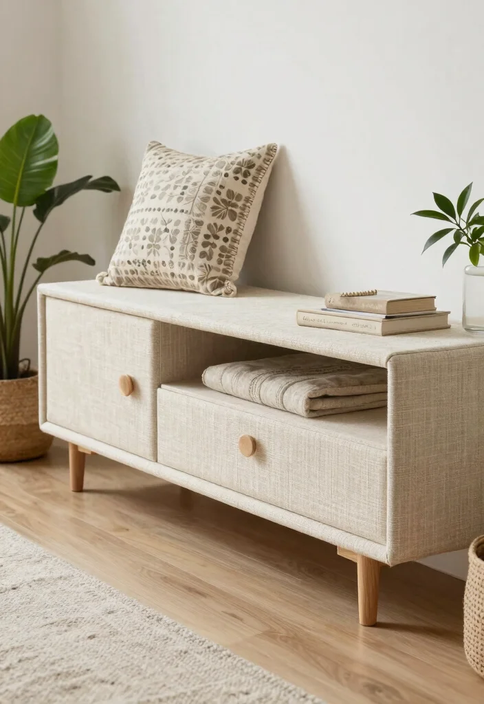 15 Unique TV Stand Ideas That Make a Statement - 13. Eco-Friendly Fabric Stand 1