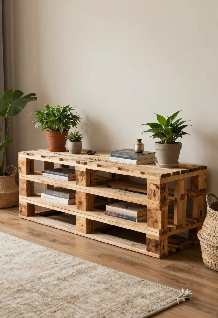 15 Unique TV Stand Ideas That Make a Statement - 2. Upcycled Pallet Stand 1
