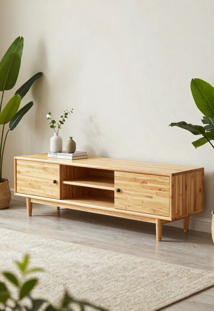 15 Unique TV Stand Ideas That Make a Statement - 3. Bamboo Elegance 1