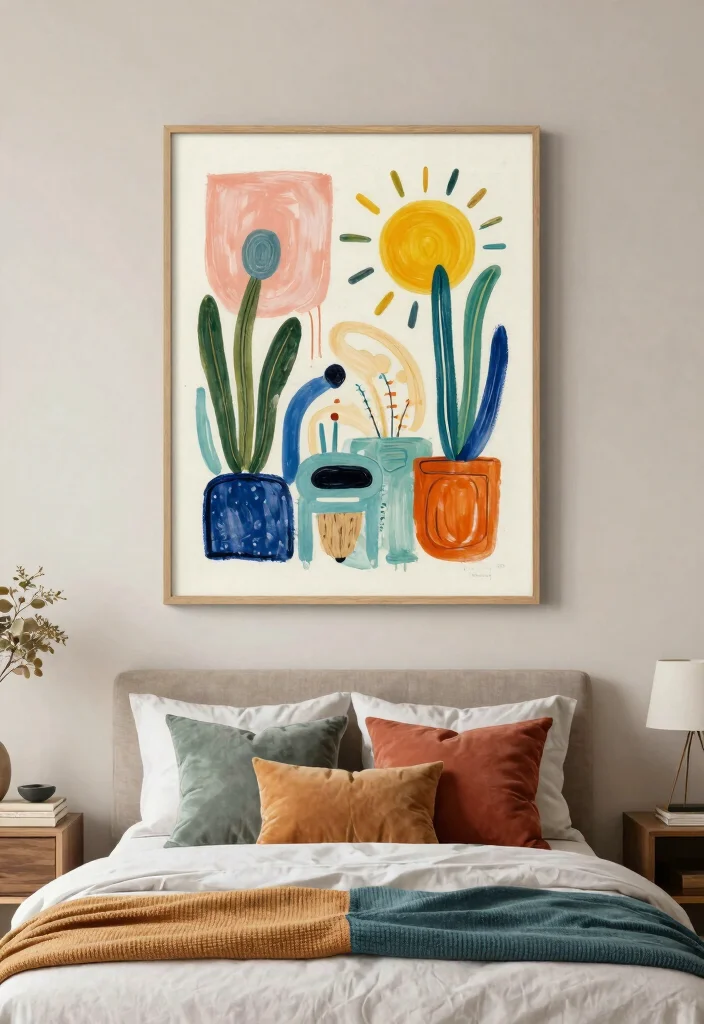 16 Aesthetic Wall Art Bedroom Ideas With Dreamy Vibes - 12. Hand-Painted Art for an Authentic Touch 1