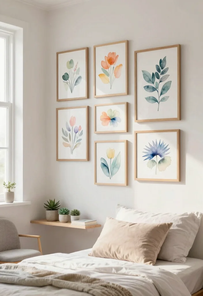 16 Aesthetic Wall Art Bedroom Ideas With Dreamy Vibes - 2. Dreamy Watercolor Art for a Soft Touch 1