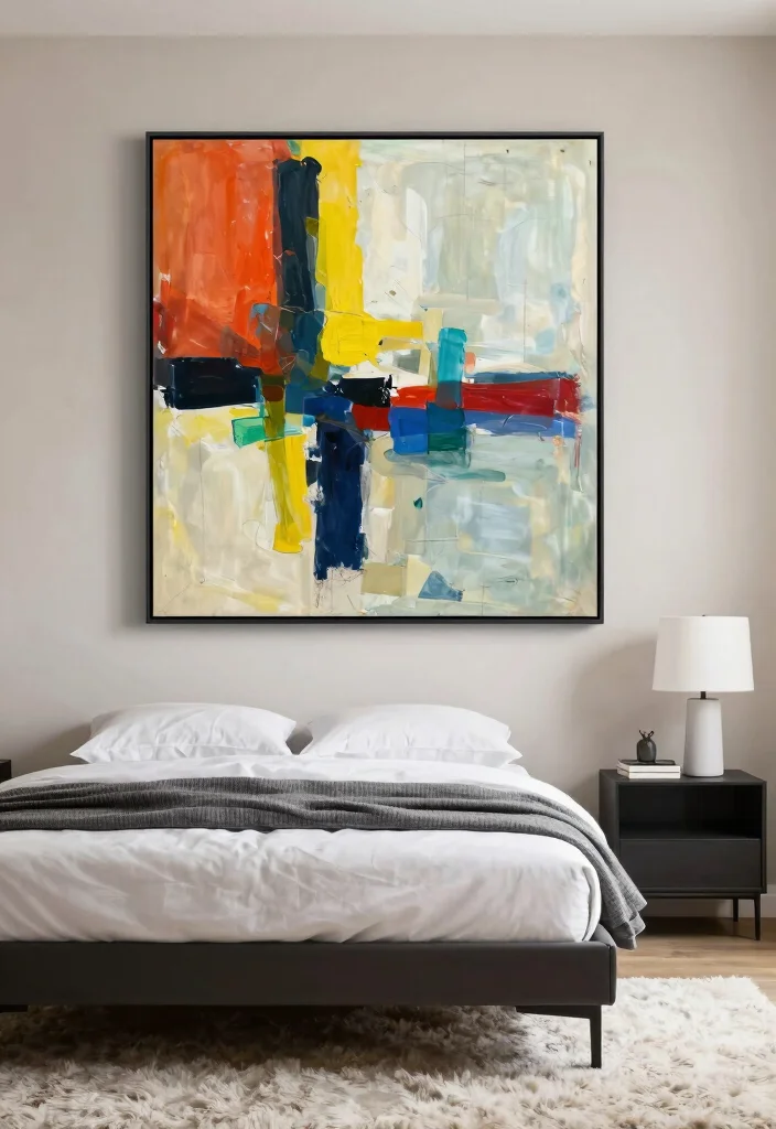 16 Aesthetic Wall Art Bedroom Ideas With Dreamy Vibes - 4. Abstract Art for a Modern Twist 1