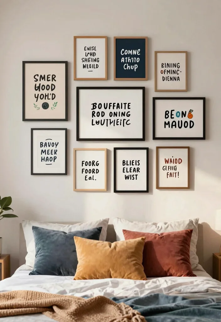 16 Aesthetic Wall Art Bedroom Ideas With Dreamy Vibes - 6. Inspirational Quotes in Creative Typography 1