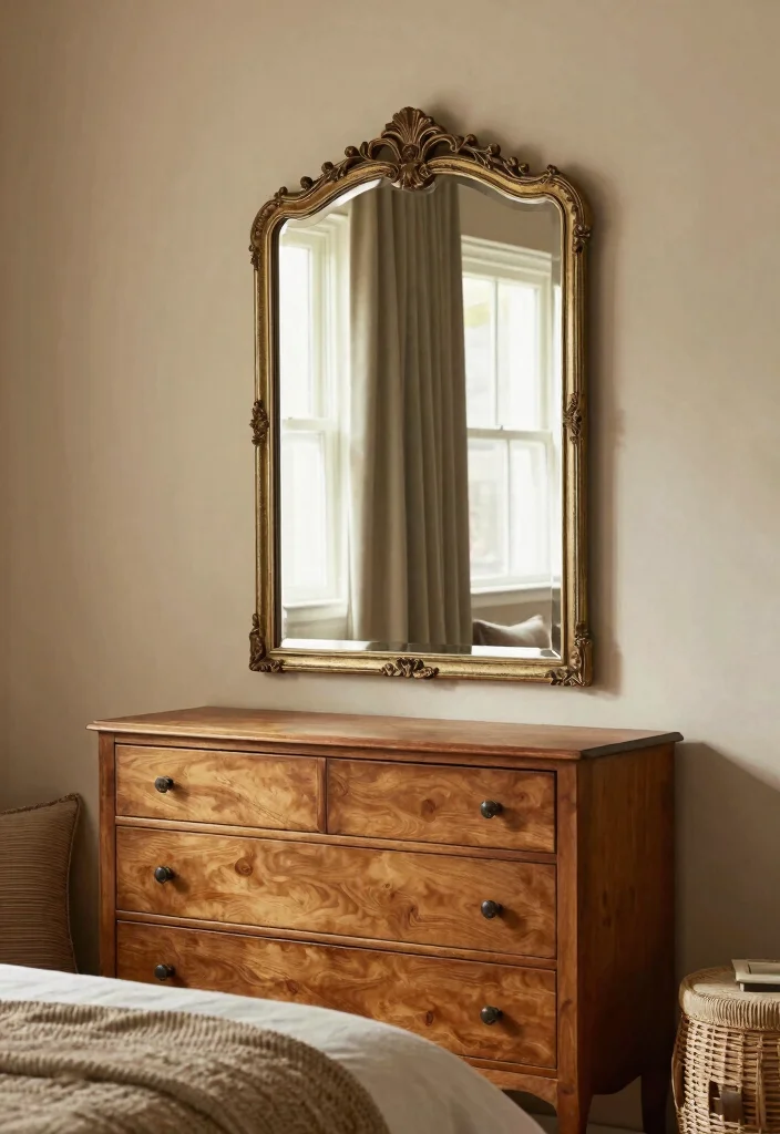 16 Aesthetic Wall Art Bedroom Ideas With Dreamy Vibes - 7. Vintage Mirrors as Wall Art 1