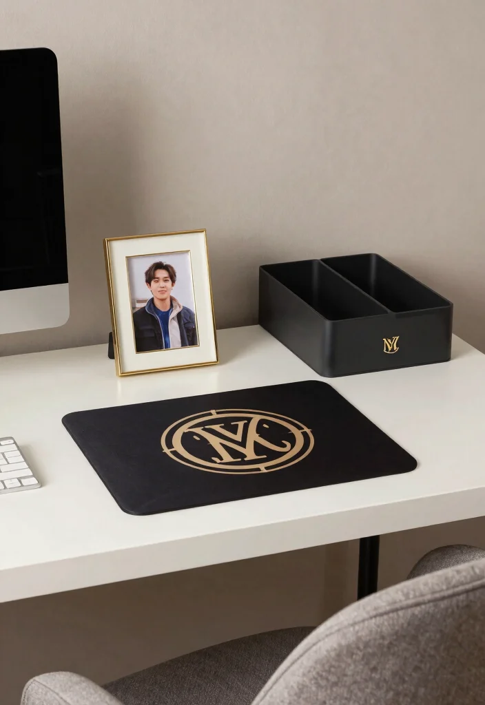16 Elegant Desk Setup Ideas With Sophisticated Style - 10. Personalized Accessories 1