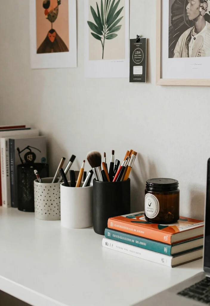 16 Elegant Desk Setup Ideas With Sophisticated Style - 12. Organized Chaos 1