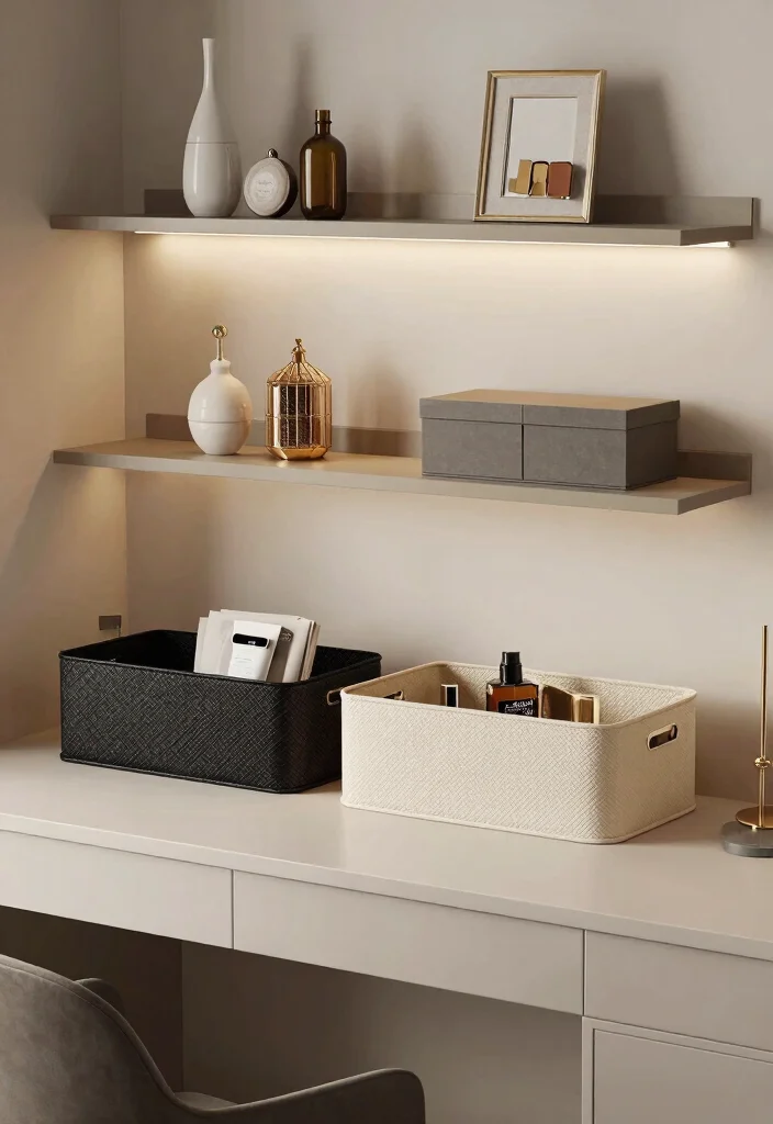 16 Elegant Desk Setup Ideas With Sophisticated Style - 14. Smart Storage Solutions 1