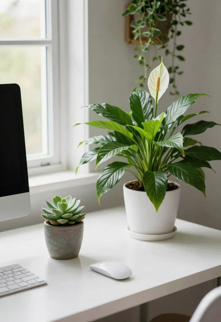 16 Elegant Desk Setup Ideas With Sophisticated Style - 9. Greenery Galore 1