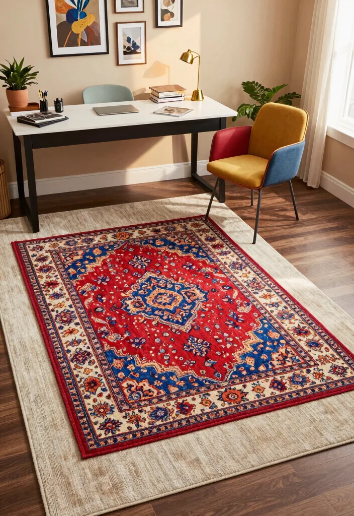 16 Home Office Rug Ideas That Elevate Your Workspace 14 16 Home Office Rug Ideas That Elevate Your Workspace - 13. Layered Rugs 1