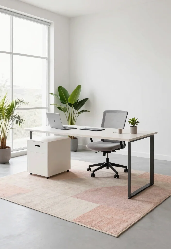 16 Home Office Rug Ideas That Elevate Your Workspace 15 16 Home Office Rug Ideas That Elevate Your Workspace - 14. Minimalist Rugs 1