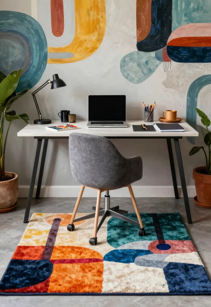 16 Home Office Rug Ideas That Elevate Your Workspace 10 16 Home Office Rug Ideas That Elevate Your Workspace - 9. Modern Abstract Rugs 1