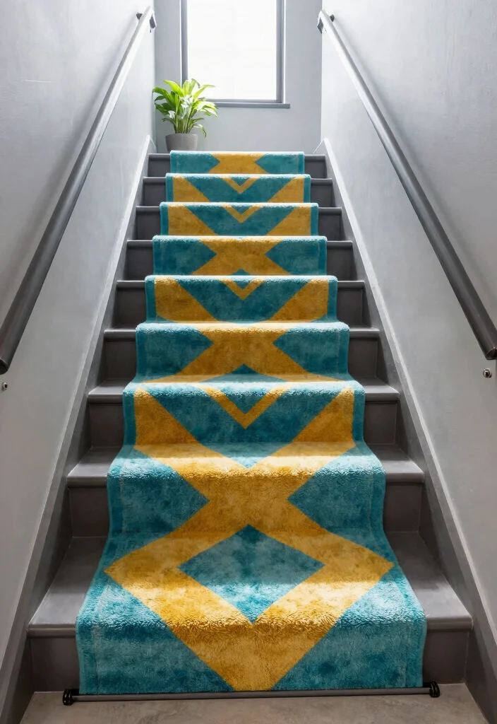 16 Rug Runner Stairs Ideas That Add Style & Safety 2 16 Rug Runner Stairs Ideas That Add Style & Safety - 1. Bold Geometric Patterns for a Modern Look 1