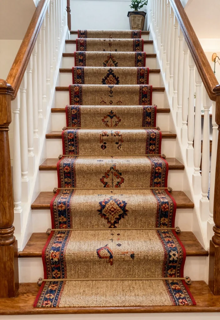 16 Rug Runner Stairs Ideas That Add Style & Safety 12 16 Rug Runner Stairs Ideas That Add Style & Safety - 11. Layering Rugs for Depth and Dimension 1