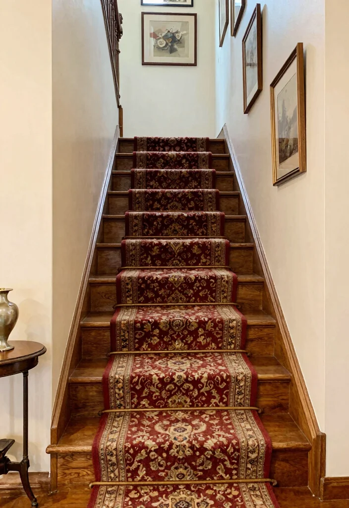 16 Rug Runner Stairs Ideas That Add Style & Safety 4 16 Rug Runner Stairs Ideas That Add Style & Safety - 3. Vintage Patterns for Timeless Elegance 1