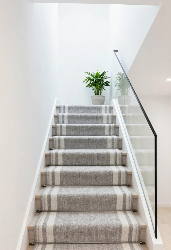 16 Rug Runner Stairs Ideas That Add Style & Safety 6 16 Rug Runner Stairs Ideas That Add Style & Safety - 5. Classic Stripes for Timeless Appeal 1