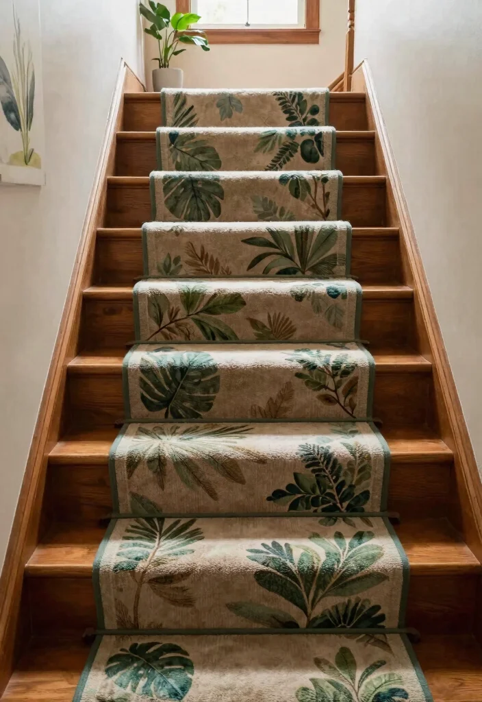 16 Rug Runner Stairs Ideas That Add Style & Safety 7 16 Rug Runner Stairs Ideas That Add Style & Safety - 6. Nature-Inspired Designs for an Earthy Vibe 1