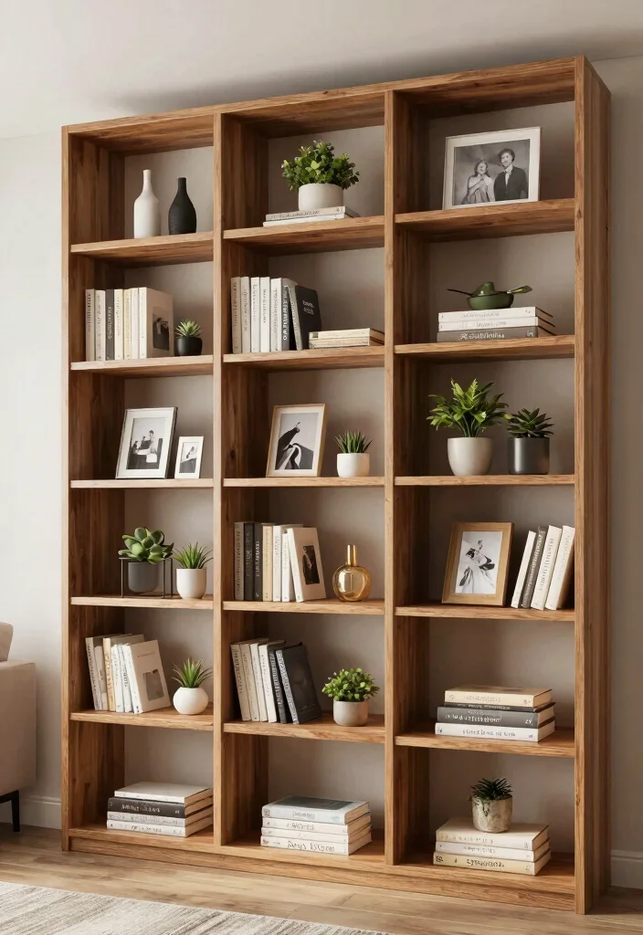 16 Wood Display Stand Ideas With Functional Style - 16. Customizable Wooden Shelf Dividers 1