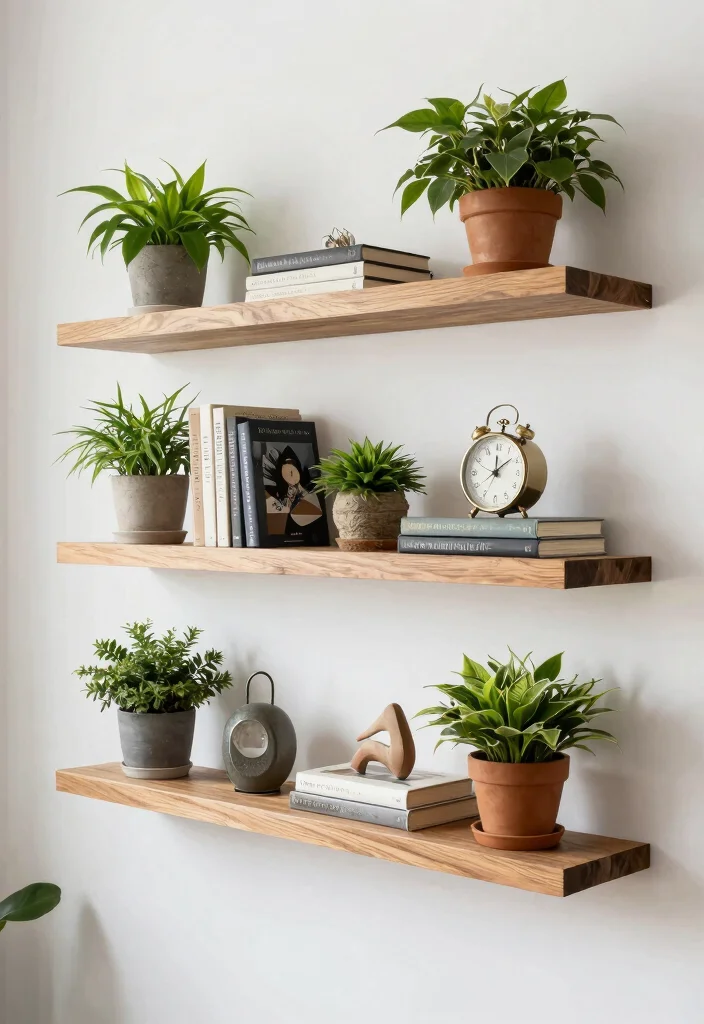16 Wood Display Stand Ideas With Functional Style - 3. Floating Wooden Shelves 1