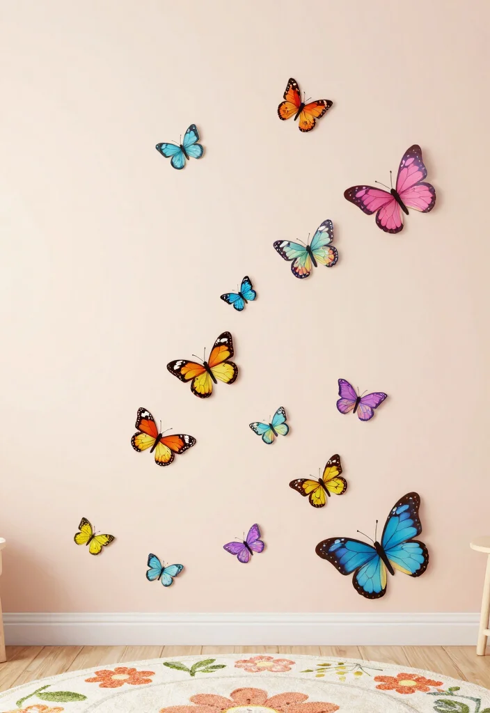 17 Butterfly Wall Decor Ideas With Delicate Charm - 1. Vibrant Butterfly Wall Decals 1