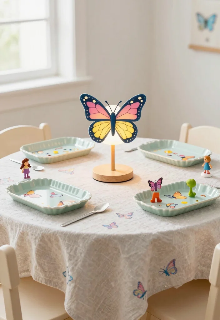 17 Butterfly Wall Decor Ideas With Delicate Charm - 14. Butterfly Table Decor 1