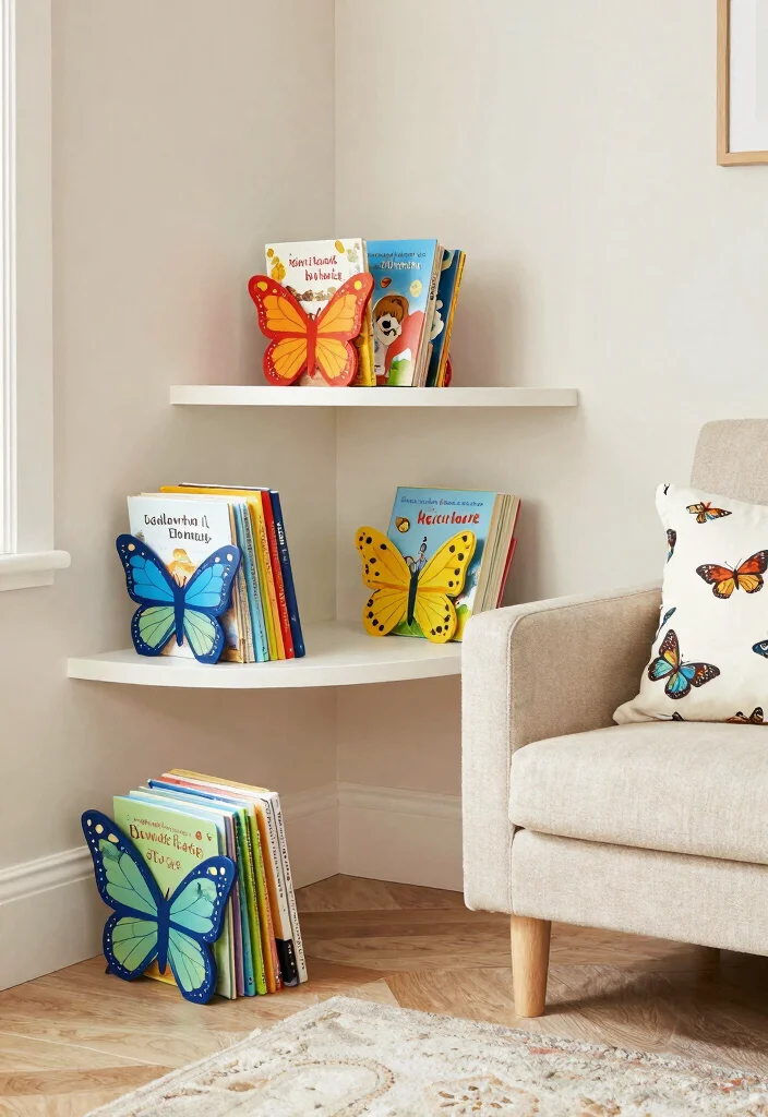 17 Butterfly Wall Decor Ideas With Delicate Charm - 15. Butterfly-Themed Bookends 1