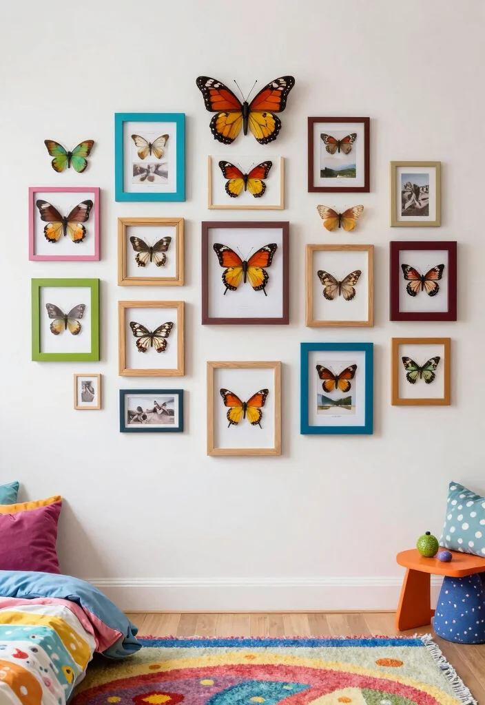 17 Butterfly Wall Decor Ideas With Delicate Charm - 5. Butterfly Theme Gallery Wall 1