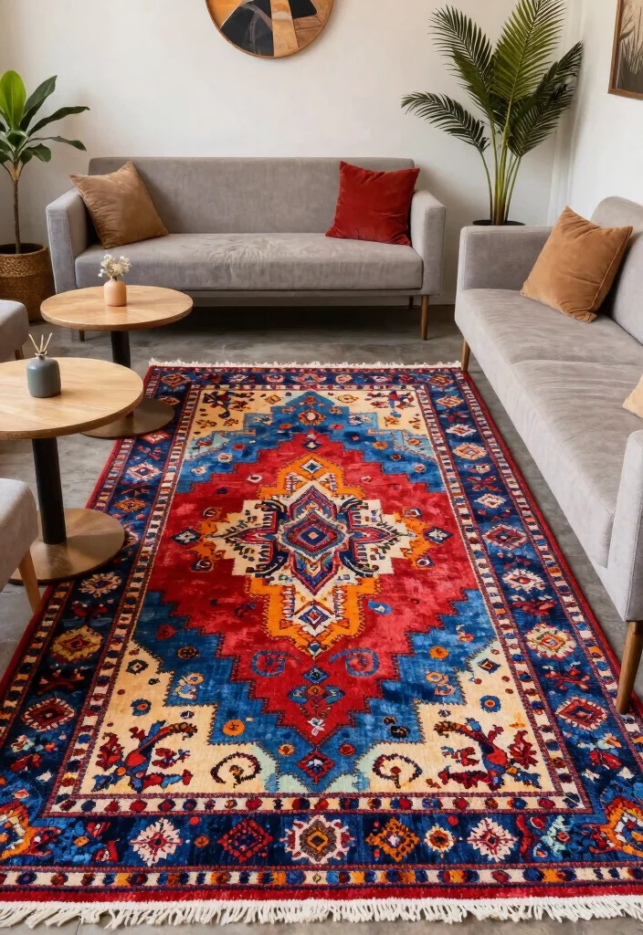 17 Lounge Carpet Ideas That Add Cozy Texture 16 17 Lounge Carpet Ideas That Add Cozy Texture - 15. Artistic Printed Rugs 1