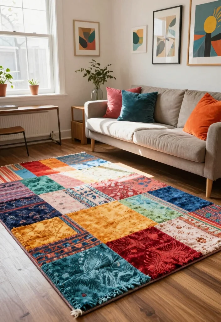 17 Lounge Carpet Ideas That Add Cozy Texture 9 17 Lounge Carpet Ideas That Add Cozy Texture - 8. Patchwork Rugs 1