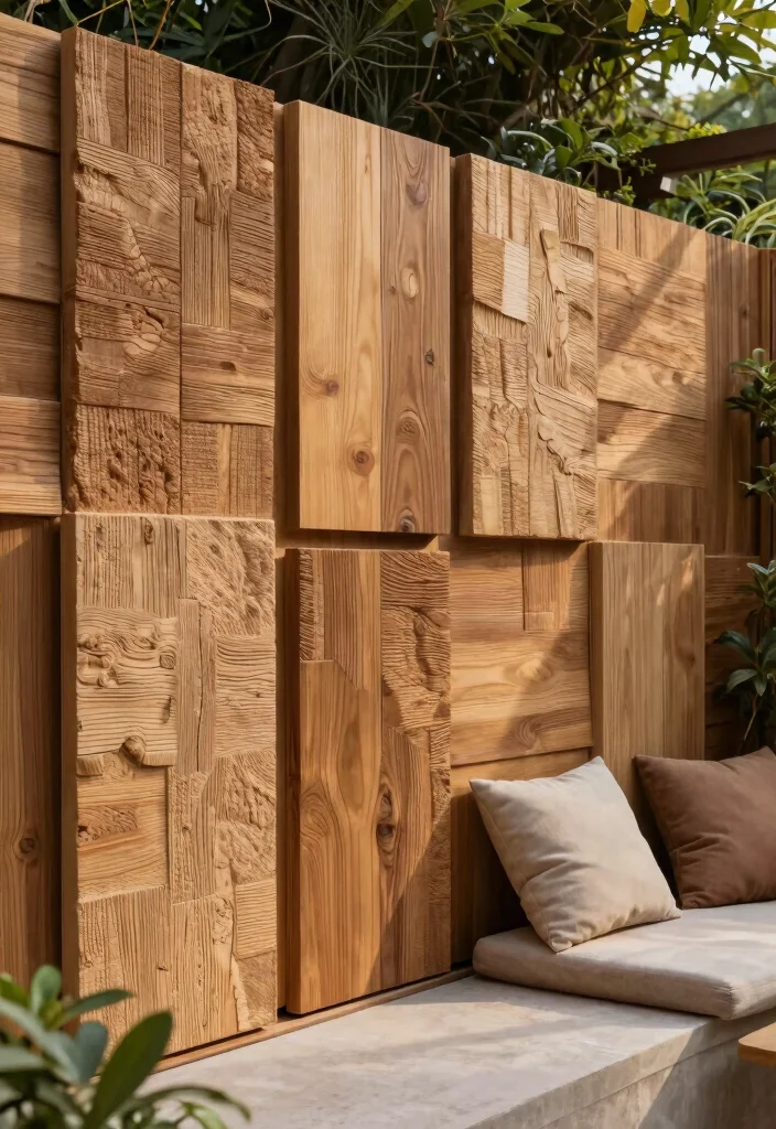 17 Terrace Wall Decor Ideas That Transform Outdoor Spaces - 12. Textured Wall Panels 1