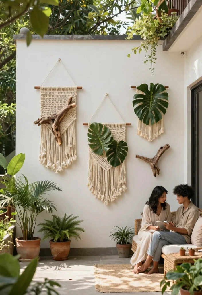 17 Terrace Wall Decor Ideas That Transform Outdoor Spaces - 15. Nature-Inspired Wall Hangings 1